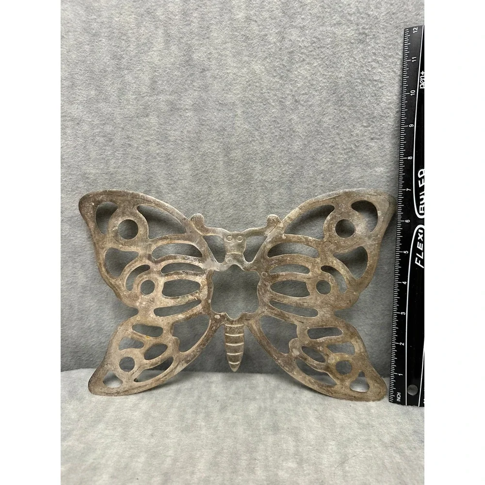 VTG F.B. Rogers Italy Butterfly Trivet Zinc‎ Metal Silver Tone Openwork Kitchen